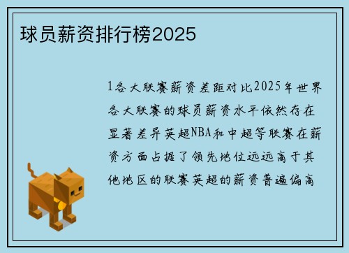 球员薪资排行榜2025